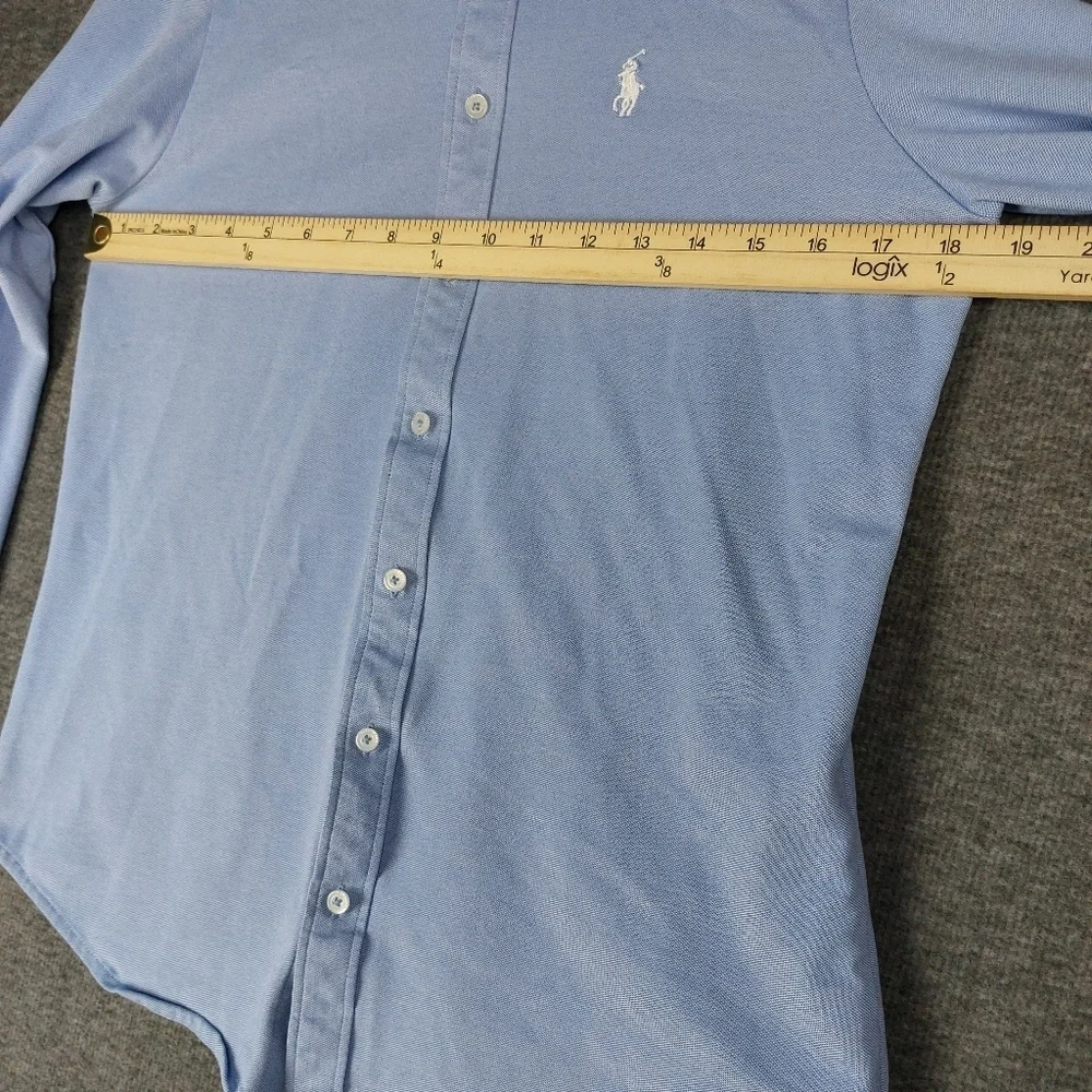 POLO GOLF RALPH LAUREN MENS BLUE WHITE TAILORED FIT LONG SLEEVE BUTTON UP POLO M